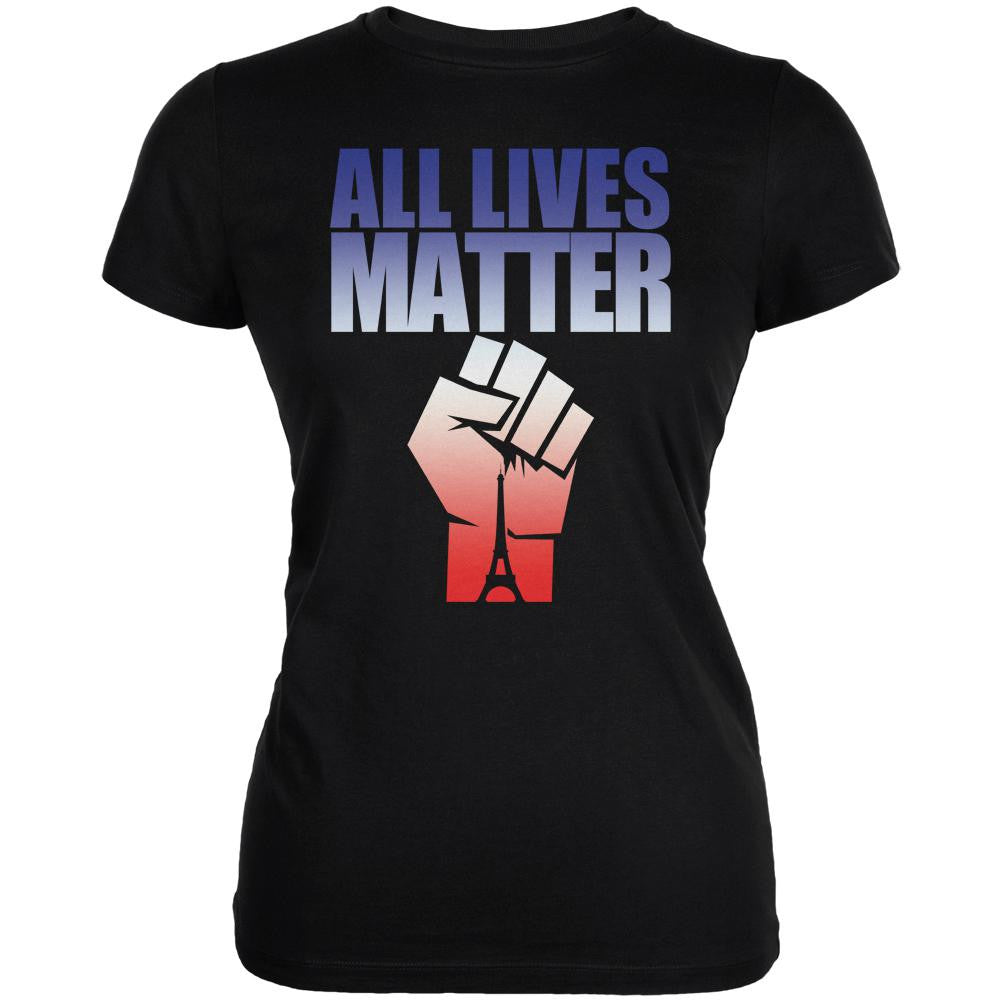 All Lives Matter Paris Raised Fist Black Juniors Soft T-Shirt Juniors T-Shirts Old Glory SM Black 