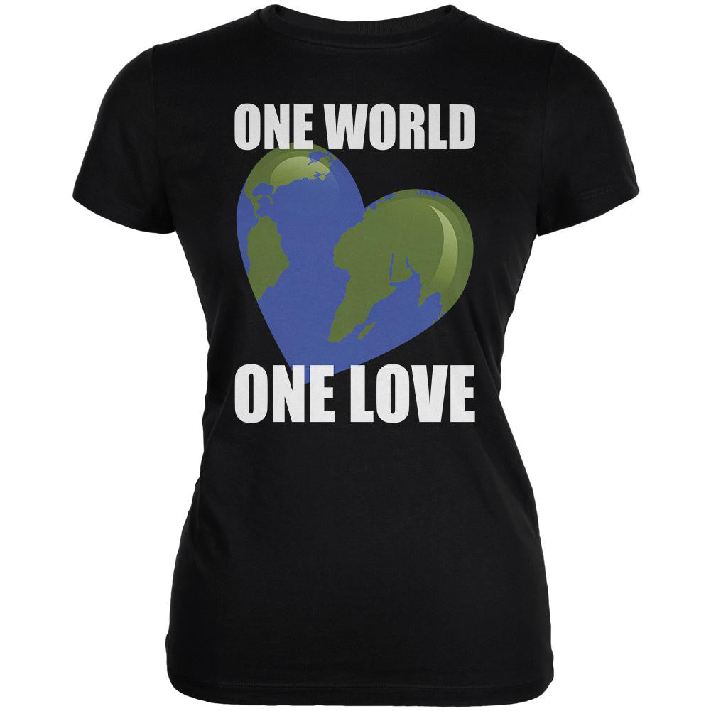 One World One Love Black Juniors Soft T-Shirt Juniors T-Shirts Old Glory 2XL Black 