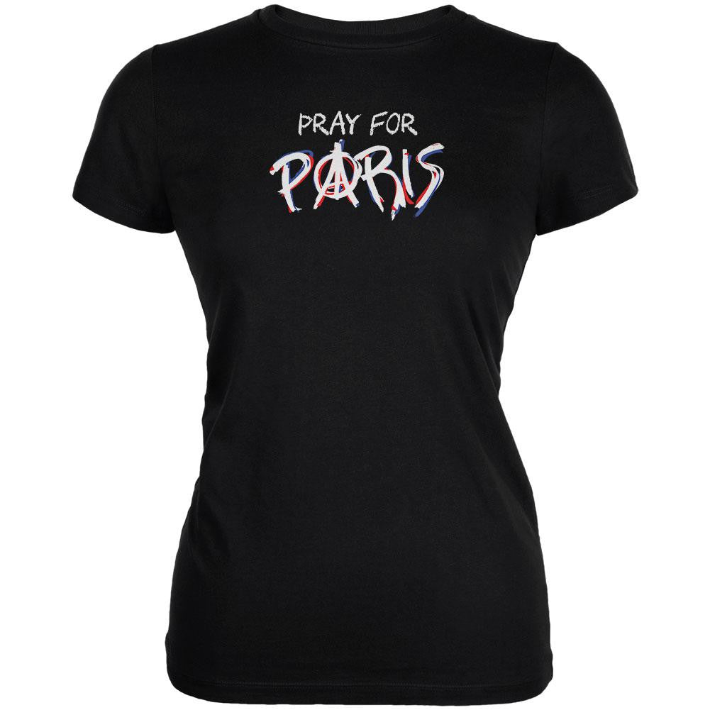 Pray for Paris Black Juniors Soft T-Shirt Juniors T-Shirts Old Glory 2XL Black 