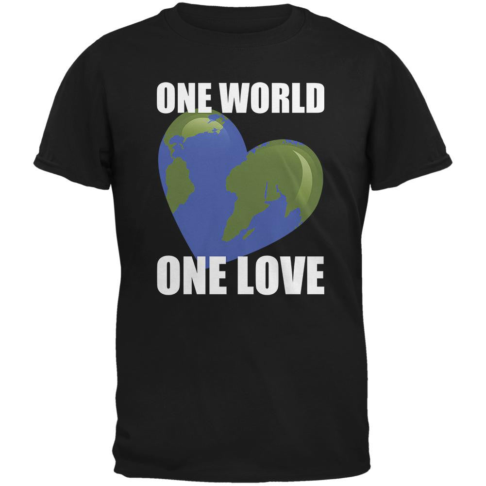 One World One Love Black Adult T-Shirt Men's T-Shirts Old Glory 2XL Black 