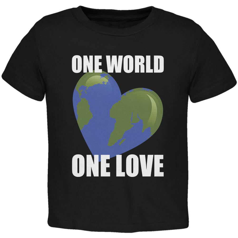 One World One Love Black Toddler T-Shirt Toddler T-Shirts Old Glory 2T Black 