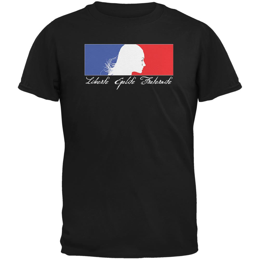 Liberte Egalite Fraternite France Black Adult T-Shirt Men's T-Shirts Old Glory 2XL Black 