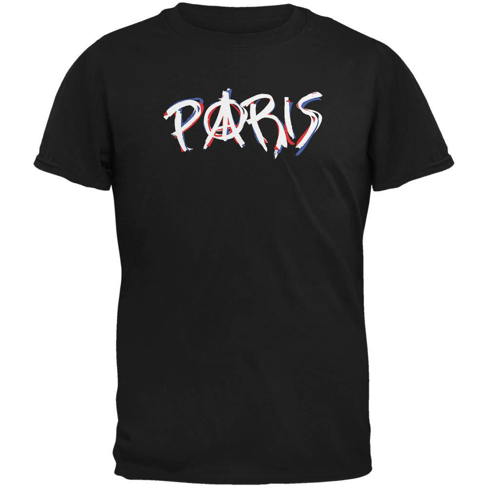 Peace for Paris France Black Adult T-Shirt Men's T-Shirts Old Glory 2XL Black 