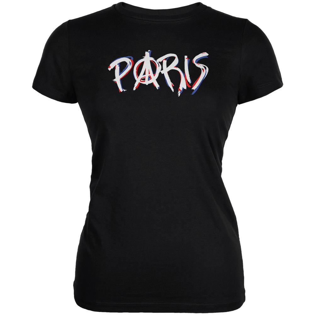 Peace for Paris France Black Juniors Soft T-Shirt Juniors T-Shirts Old Glory 2XL Black 