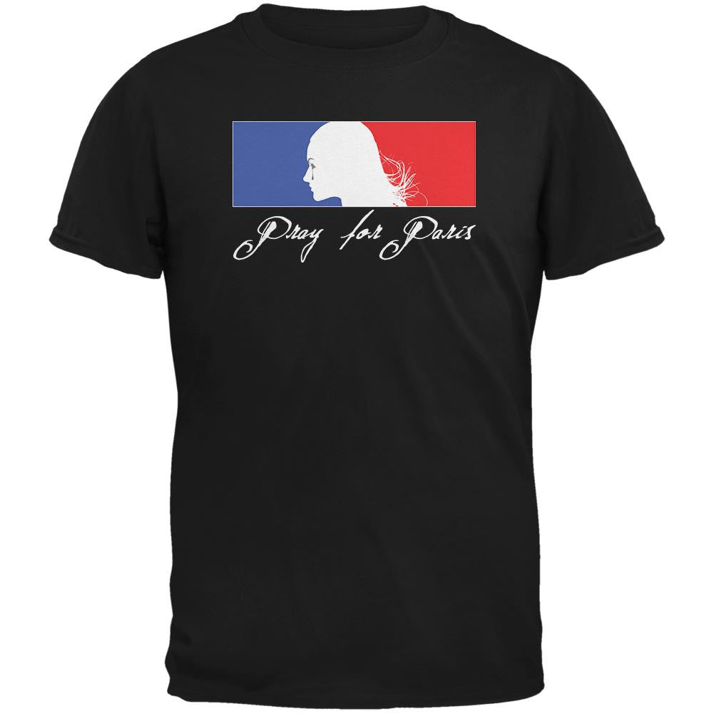 Pray for Paris Tears Black Adult T-Shirt Men's T-Shirts Old Glory 2XL Black 