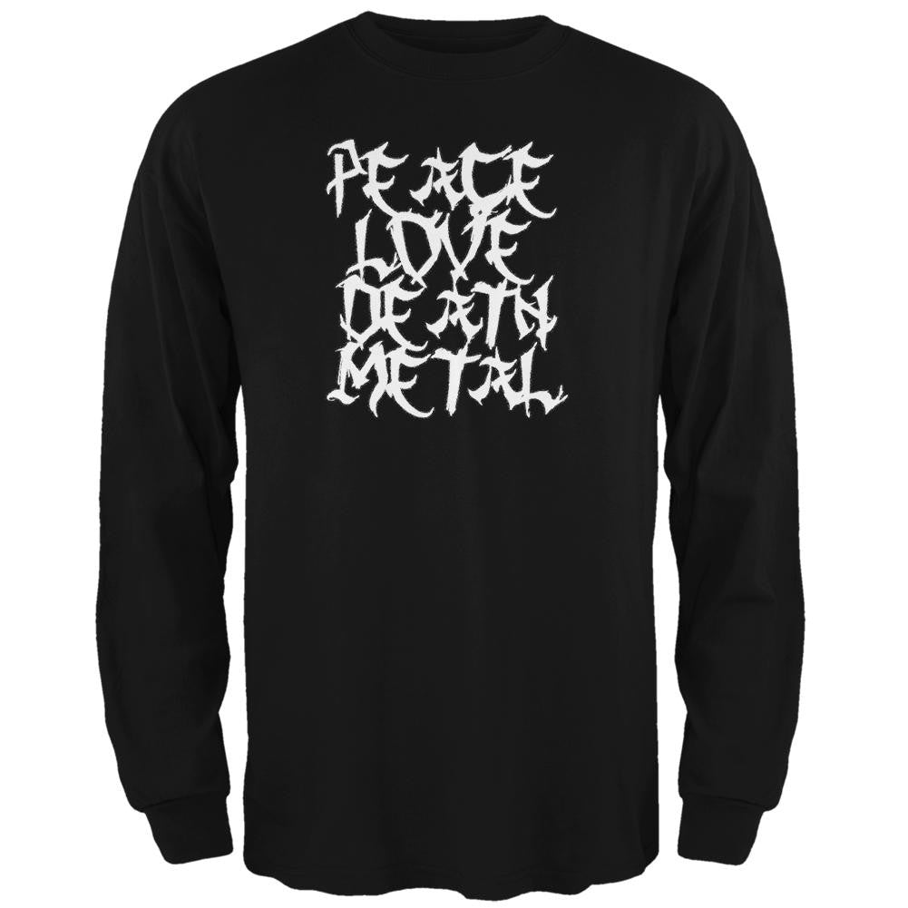 Peace Love Death Metal Black Adult Long Sleeve T-Shirt Men's Long Sleeves Old Glory 2XL Black 