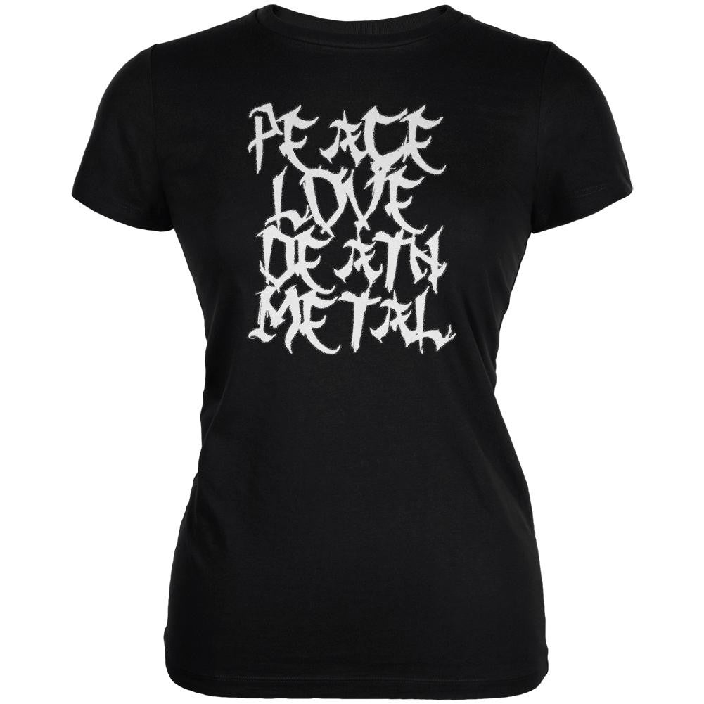 Peace Love Death Metal Black Juniors Soft T-Shirt Juniors T-Shirts Old Glory 2XL Black 