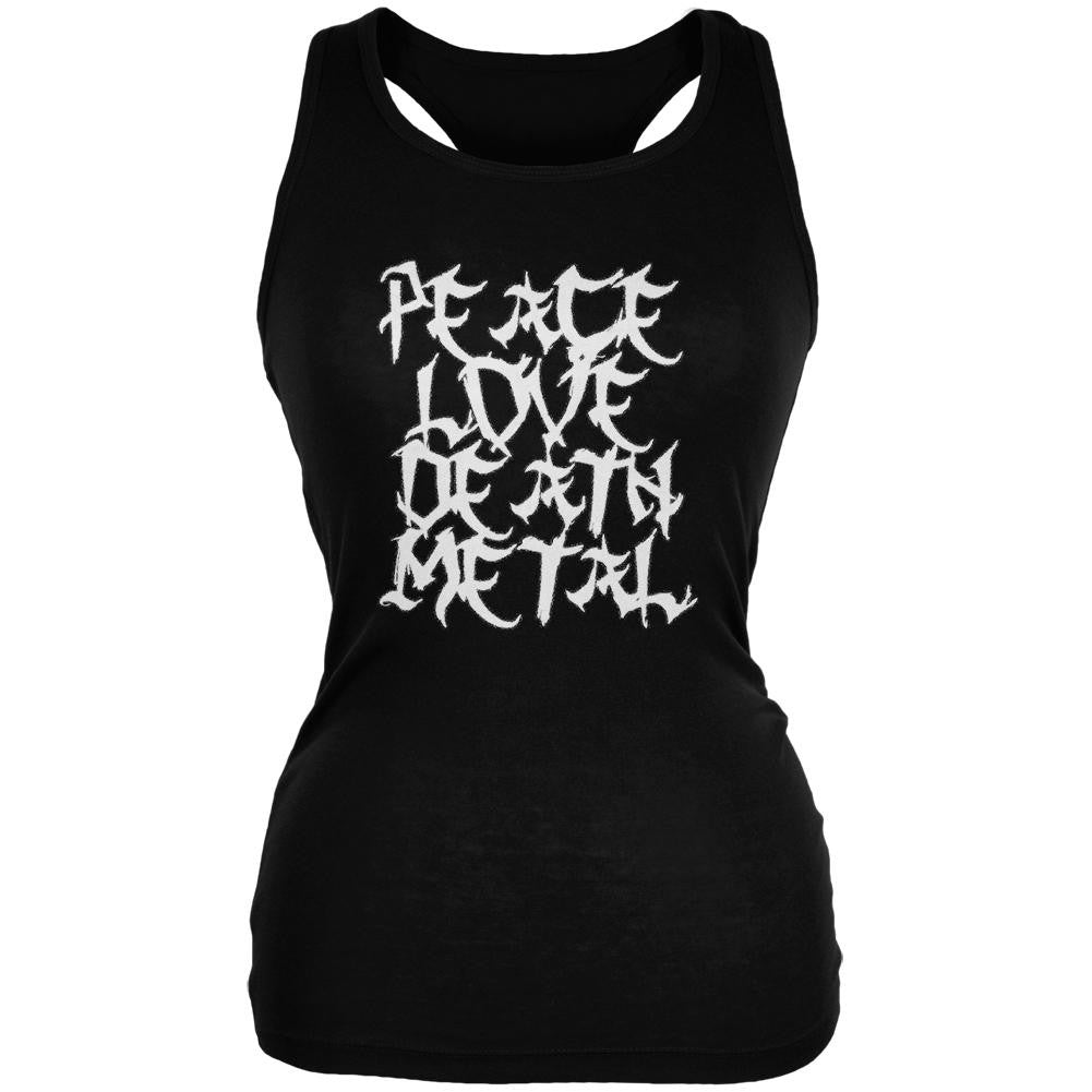 Peace Love Death Metal Black Juniors Soft Tank Top Juniors Tank Tops Old Glory 2XL Black 