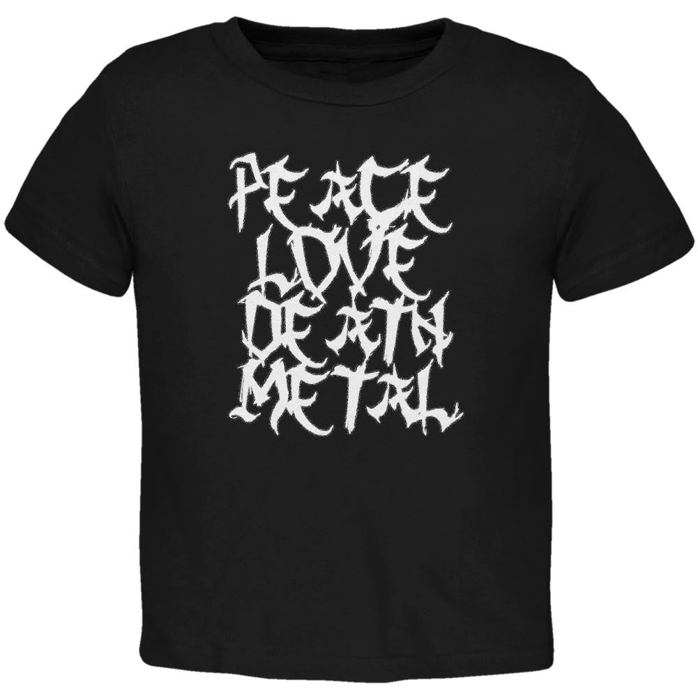 Peace Love Death Metal Black Toddler T-Shirt Toddler T-Shirts Old Glory 2T Black 