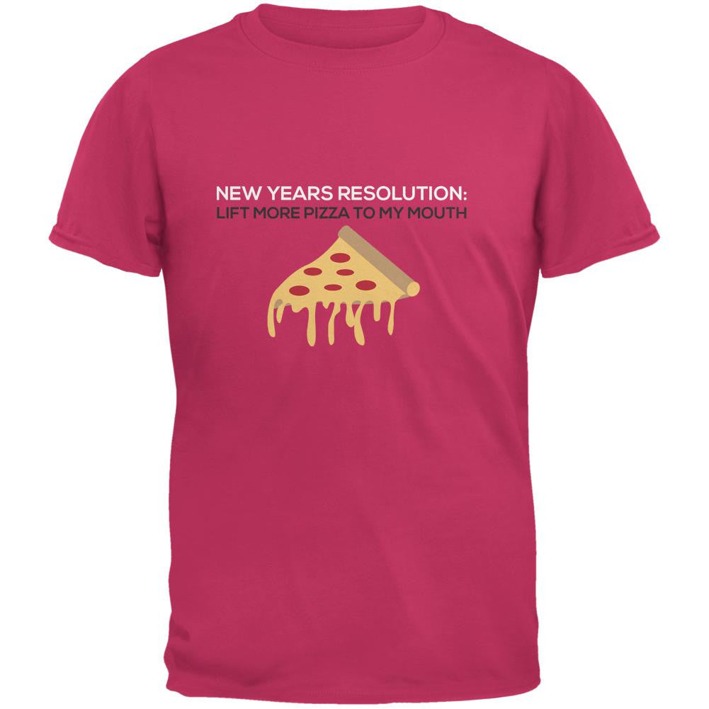 New Years Resolution Pizza Azalea Adult T-Shirt Men's T-Shirts Old Glory 2XL Pink 