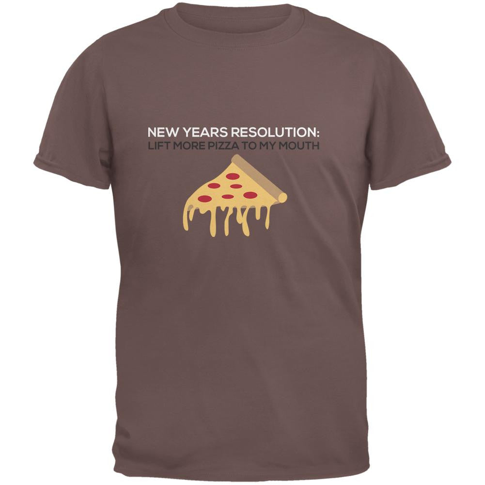 New Years Resolution Pizza Chestnut Adult T-Shirt Men's T-Shirts Old Glory 2XL Brown 