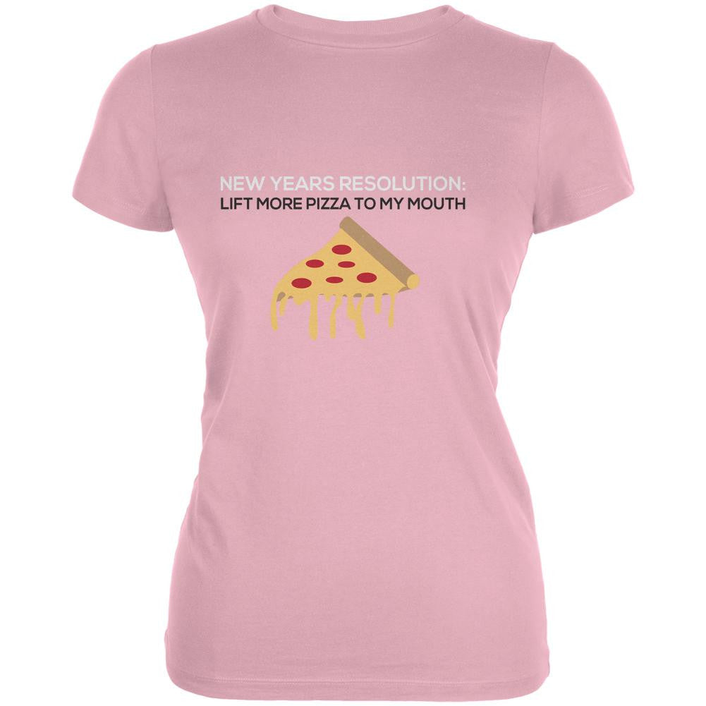 New Years Resolution Pizza Pink Juniors Soft T-Shirt Juniors T-Shirts Old Glory 2XL Pink 