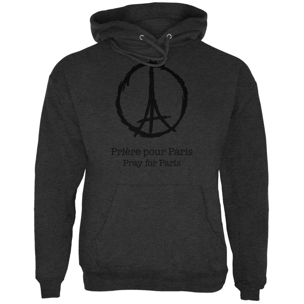 Priere pour Paris Charcoal Heather Adult Hoodie Men's Hoodies Old Glory 2XL Grey 