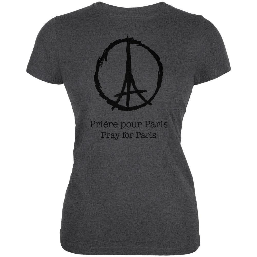 Priere pour Paris Dark Heather Juniors Soft T-Shirt Juniors T-Shirts Old Glory 2XL Grey 