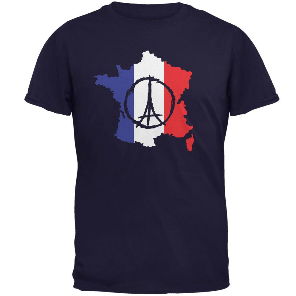 Peace for Paris France Country Navy Adult T-Shirt Men's T-Shirts Old Glory 2XL Blue 