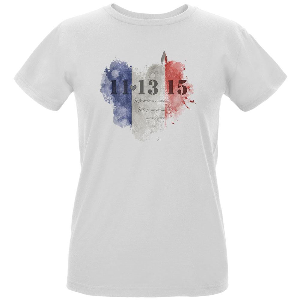 French Light Heart White Womens Organic T-Shirt Women's T-Shirts Old Glory LG White 