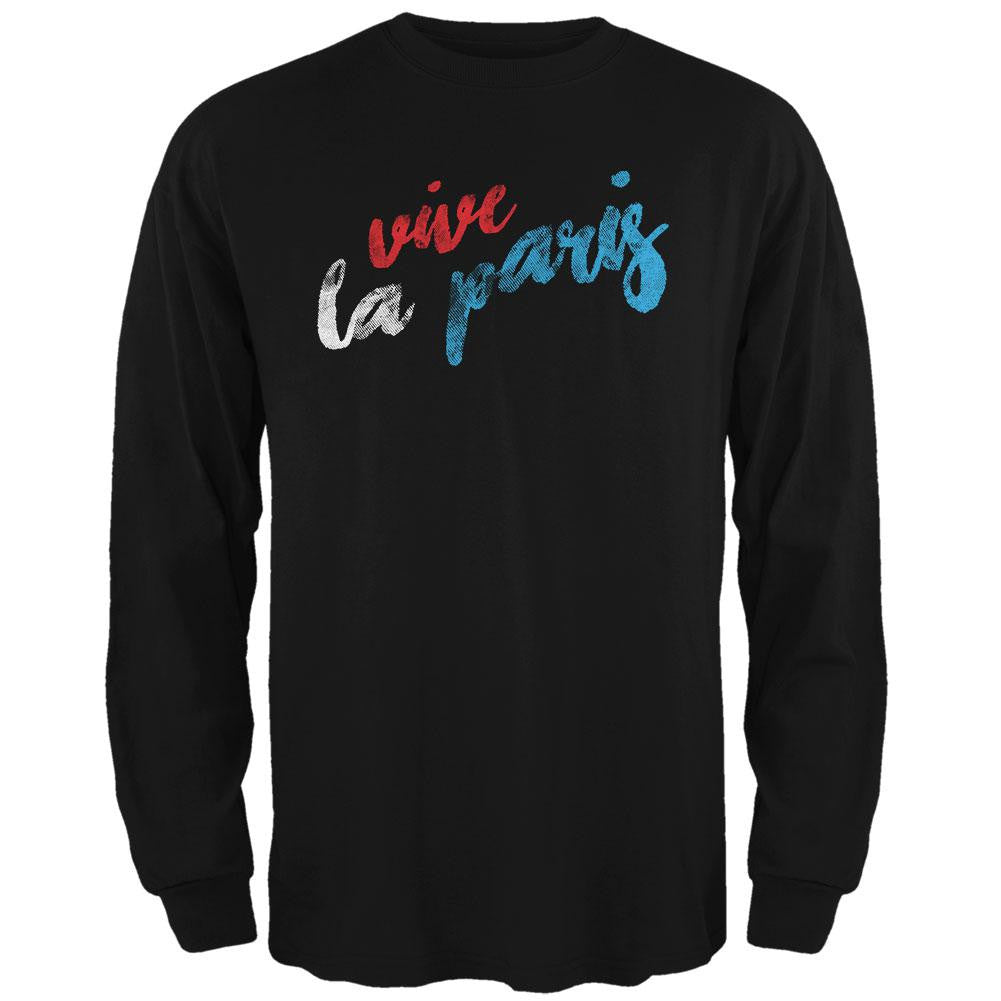 Pray for Paris Vive La Paris Black Adult Long Sleeve T-Shirt Men's Long Sleeves Old Glory 2XL Black 