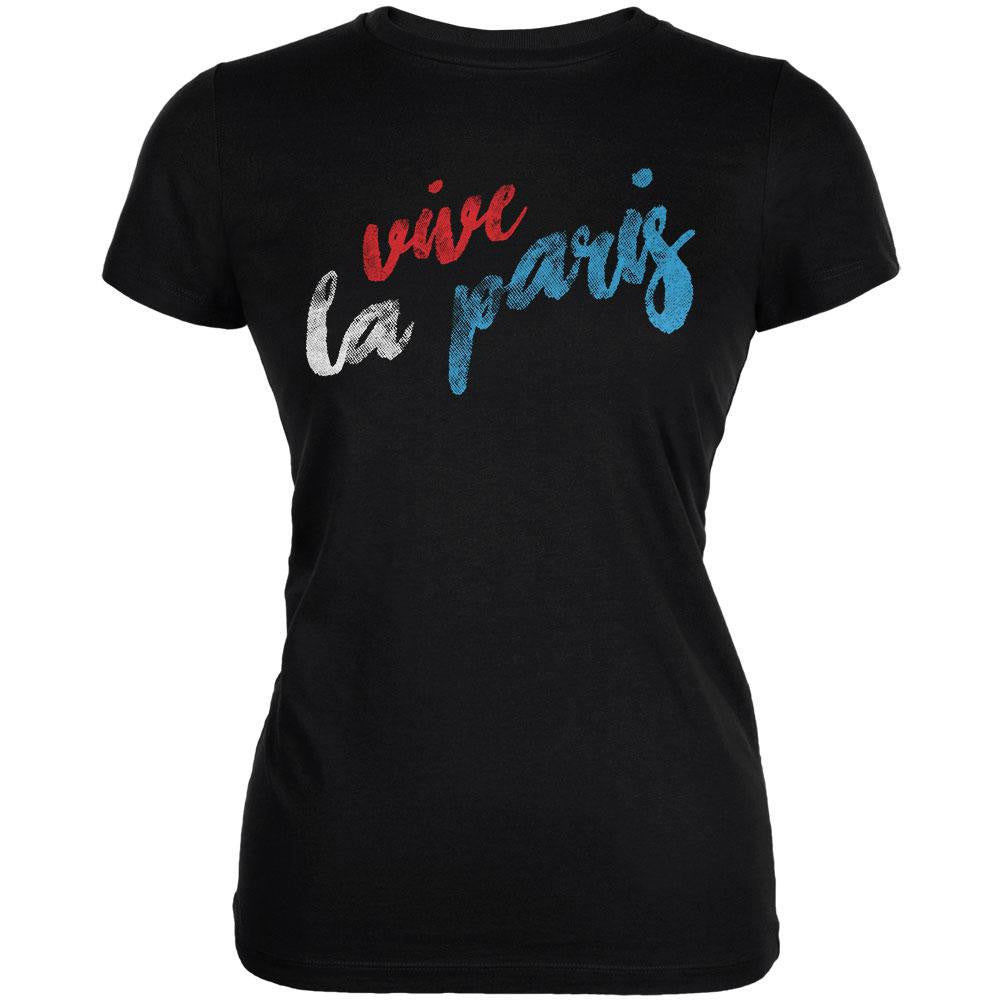 Pray for Paris Vive La Paris Black Juniors Soft T-Shirt Juniors T-Shirts Old Glory 2XL Black 