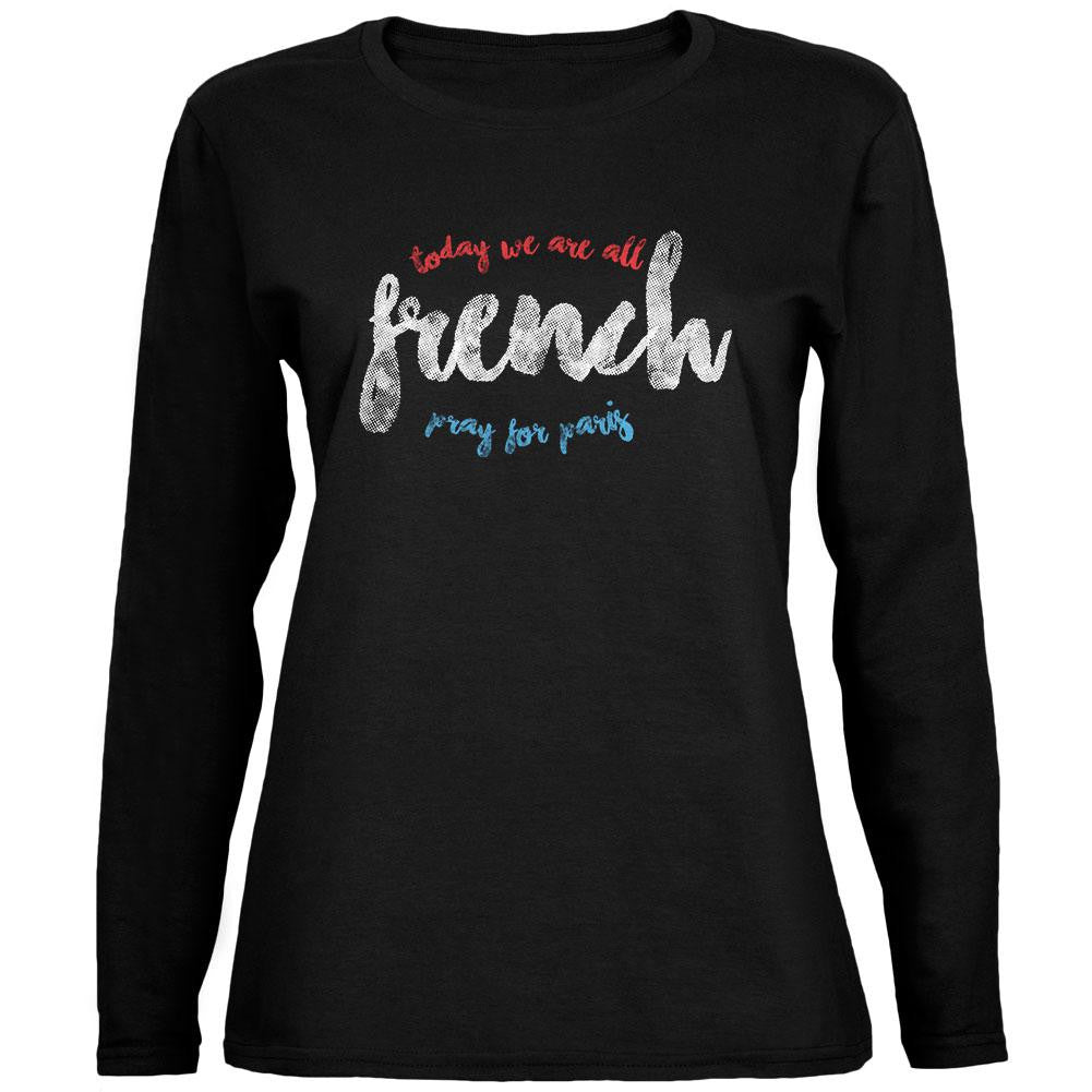 Pray For Paris We Are All French Black Womens Long Sleeve T-Shirt Women's Long Sleeves Old Glory 2XL Black 