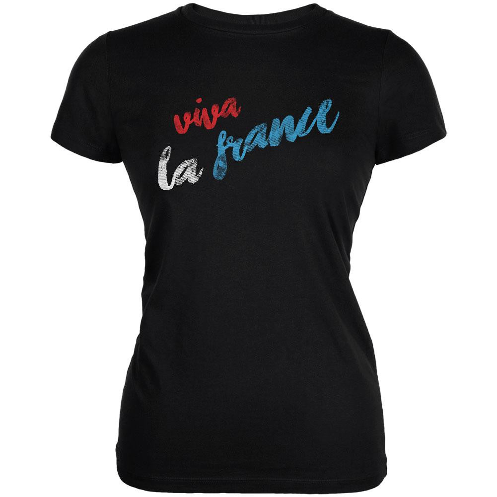 Pray for Paris Vive La France Black Juniors Soft T-Shirt Juniors T-Shirts Old Glory 2XL Black 