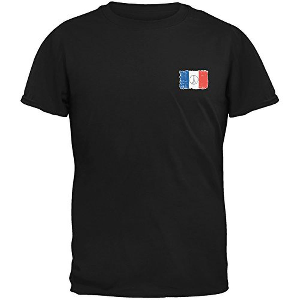 French Flag Logo Black Adult T-Shirt Men's T-Shirts Old Glory 2XL Black 