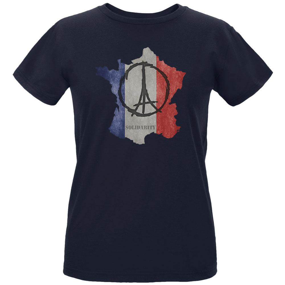 SOLIDARITY Navy Womens Organic T-Shirt Women's T-Shirts Old Glory LG Blue 