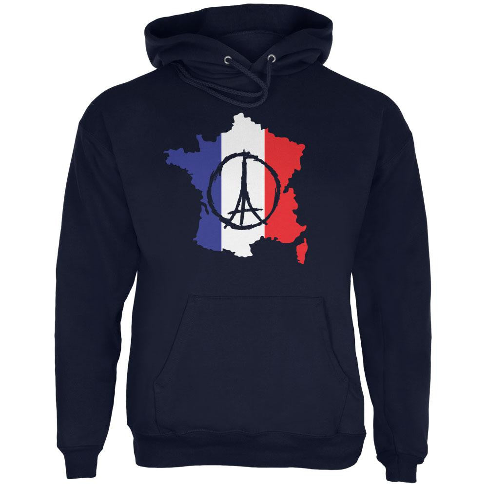 Peace for Paris France Country Navy Adult Hoodie Men's Hoodies Old Glory 2XL Blue 