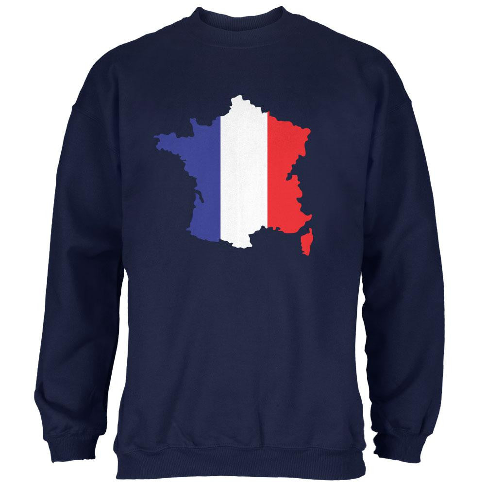 Country Silhouette France Flag Navy Adult Sweatshirt Men's Sweatshirts Old Glory 2XL Blue 