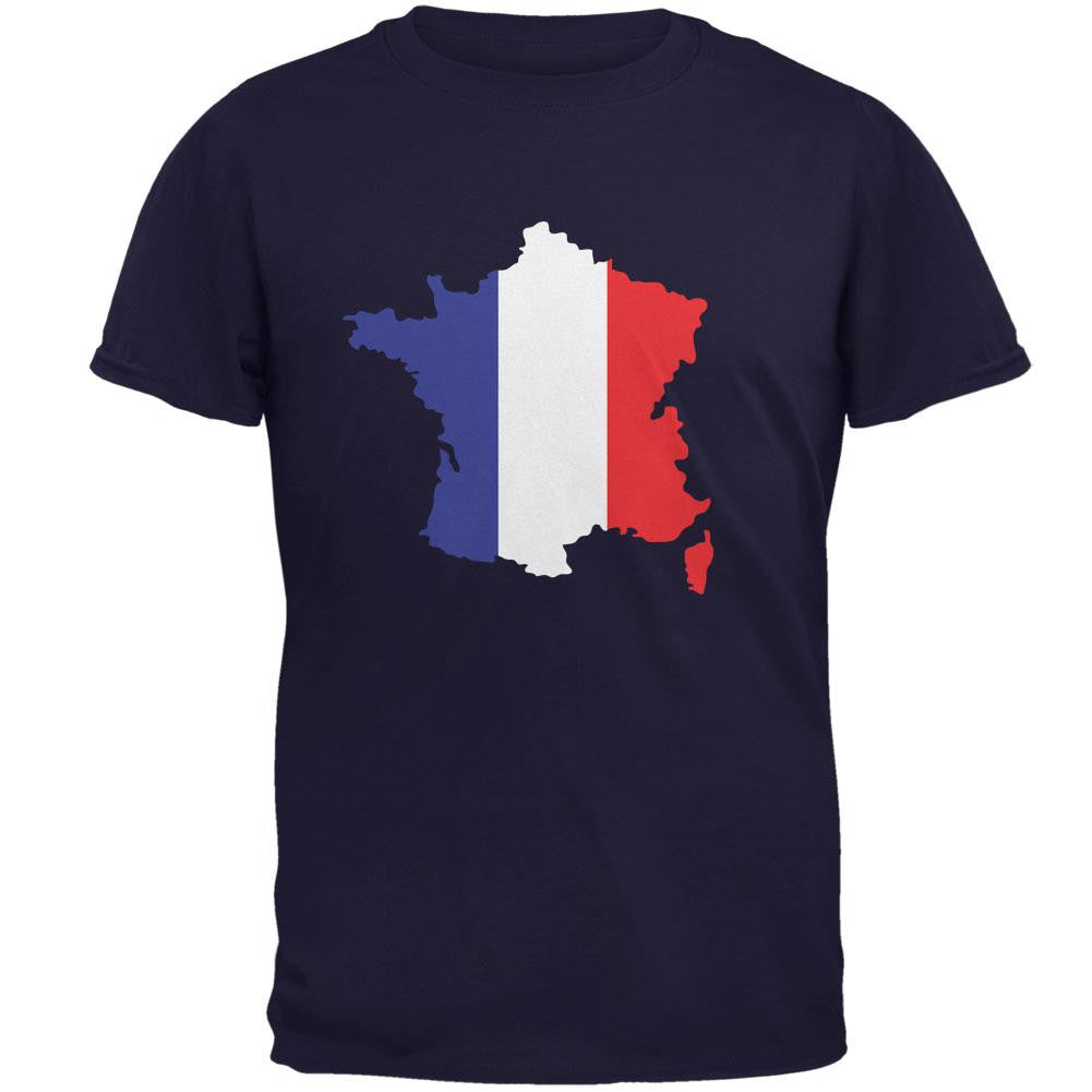 Country Silhouette France Flag Navy Adult T-Shirt Men's T-Shirts Old Glory 2XL Blue 