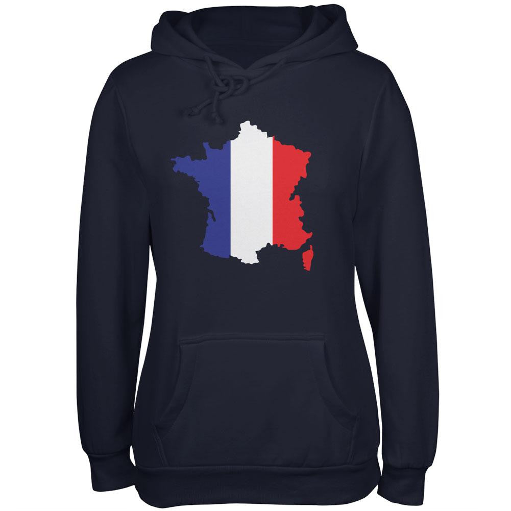 Country Silhouette France Flag Navy Juniors Soft Hoodie Juniors Hoodies Old Glory 2XL Blue 