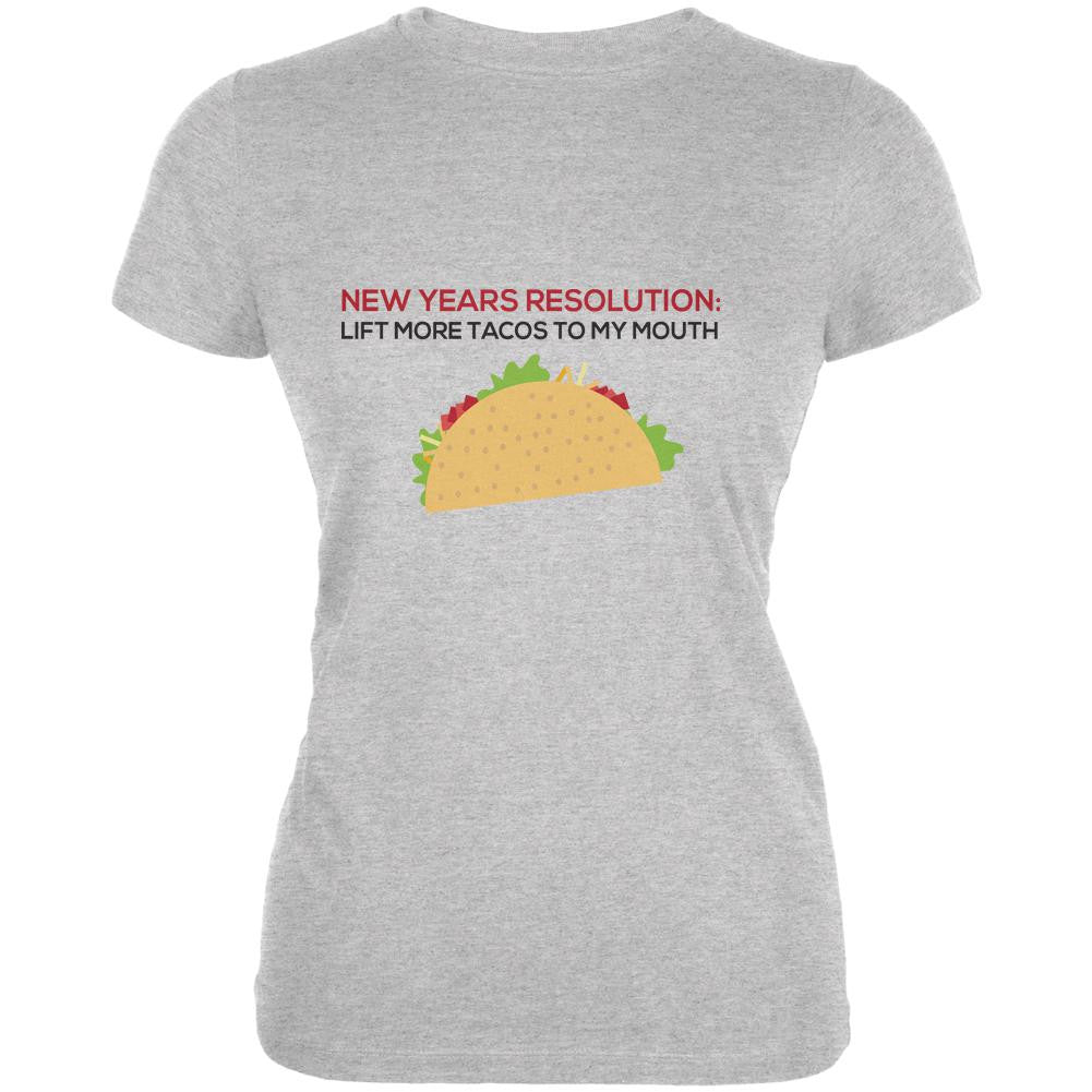 New Years Resolution Taco Heather Grey Juniors Soft T-Shirt Juniors T-Shirts Old Glory 2XL Grey 