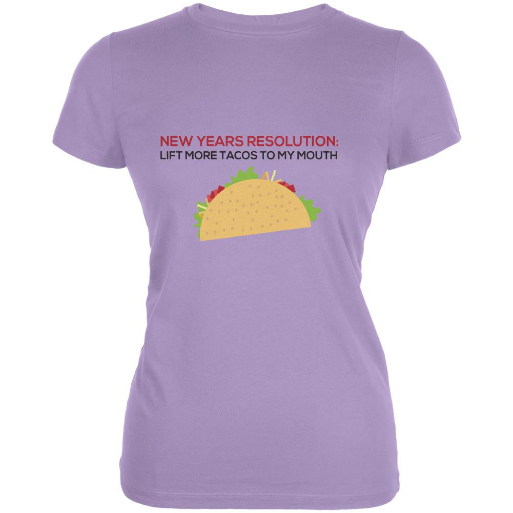 New Years Resolution Taco Lavender Juniors Soft T-Shirt Juniors T-Shirts Old Glory LG Purple 