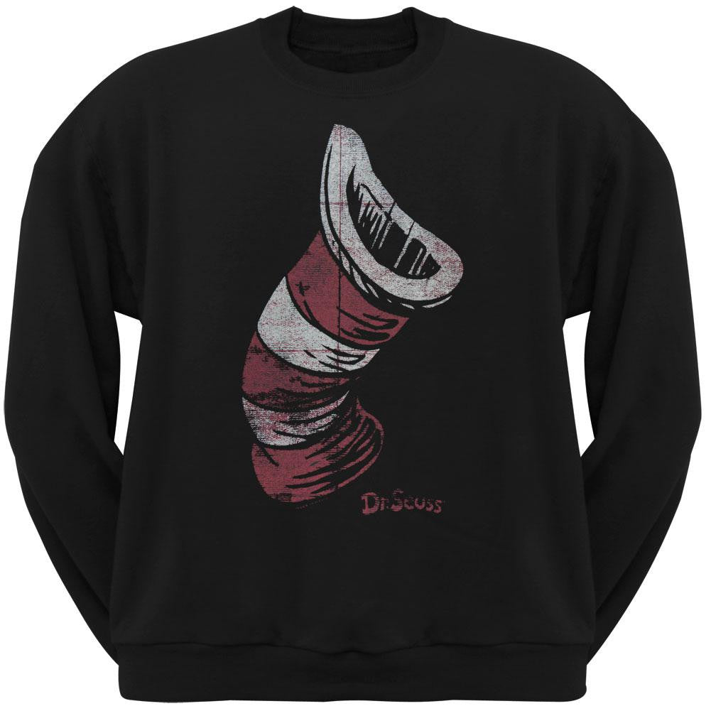 Dr Seuss - Cat In The Hat Distressed Hat Adult Sweatshirt Men's Sweatshirts Dr. Seuss LG Black 