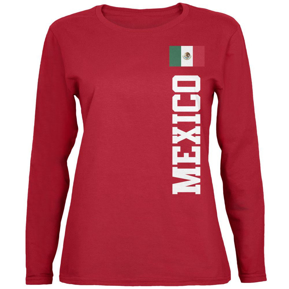 World Cup Mexico Red Womens Long Sleeve T-Shirt Women's Long Sleeves Old Glory   