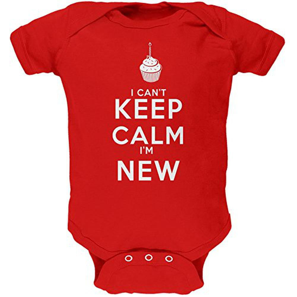 Can't Keep Calm I'm New Red Soft Baby One Piece Baby One Piece Old Glory 0-3M Red 