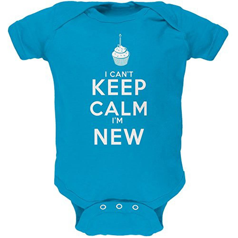 Can't Keep Calm I'm New Turquoise Soft Baby One Piece Baby One Piece Old Glory 0-3M Blue 