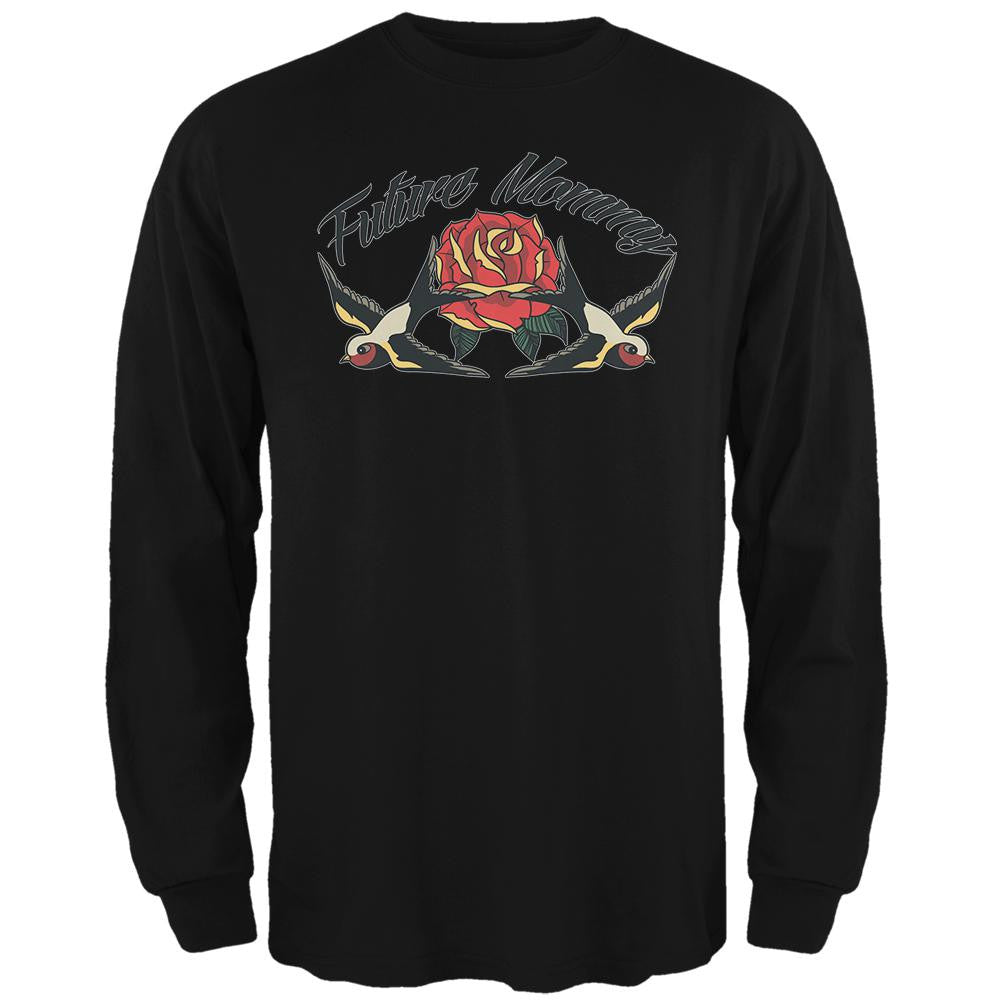 Future Mommy Swallow Vintage Tattoo Black Adult Long Sleeve T-Shirt Men's Long Sleeves Old Glory 2XL Black 