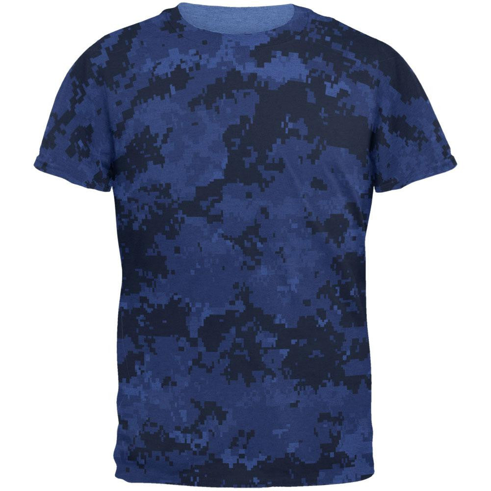 Urban Digital Camo All Over Heather Blue Adult T-Shirt Men's T-Shirts Old Glory 2XL Blue 