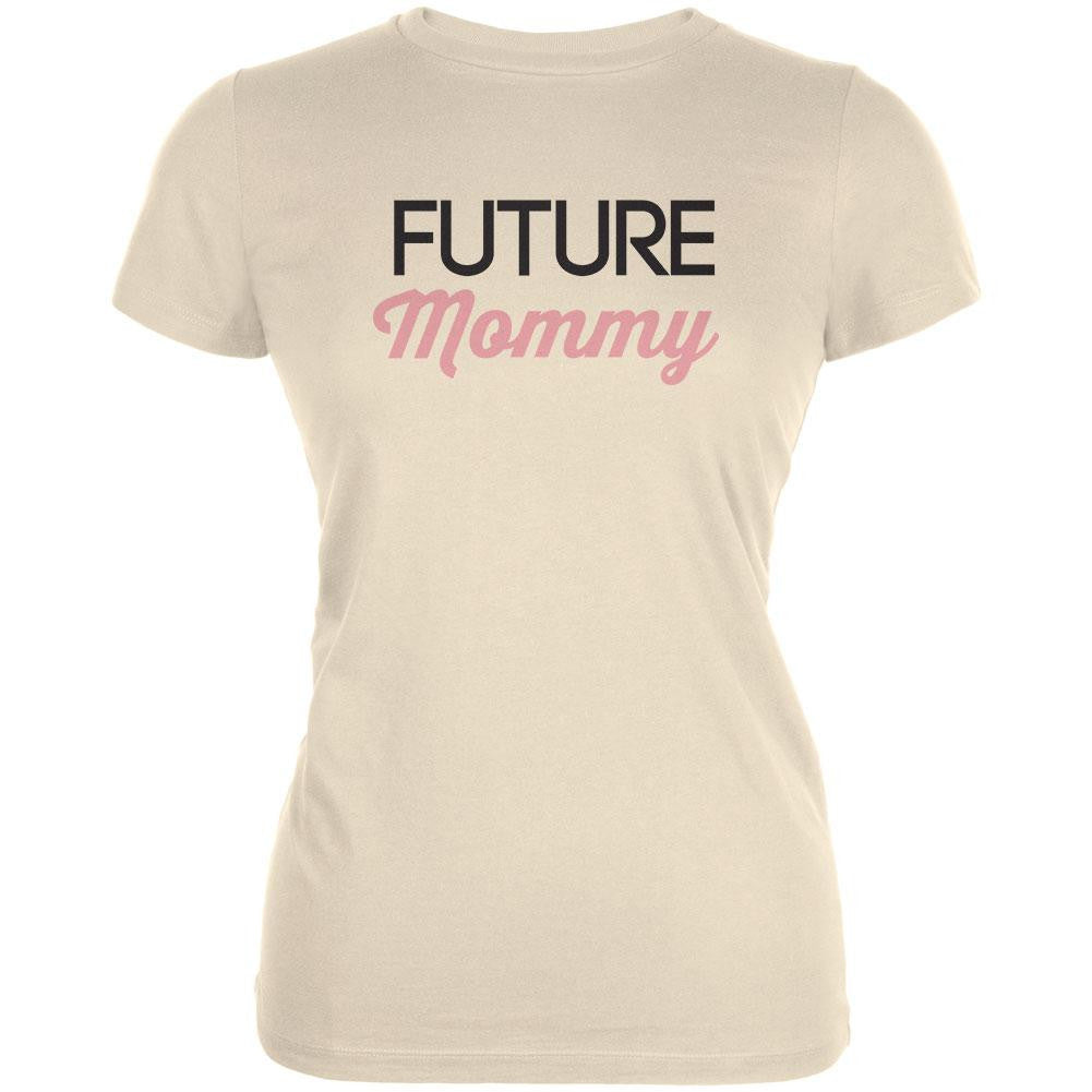 Future Mommy Cream Juniors Soft T-Shirt Juniors T-Shirts Old Glory LG Off-White 