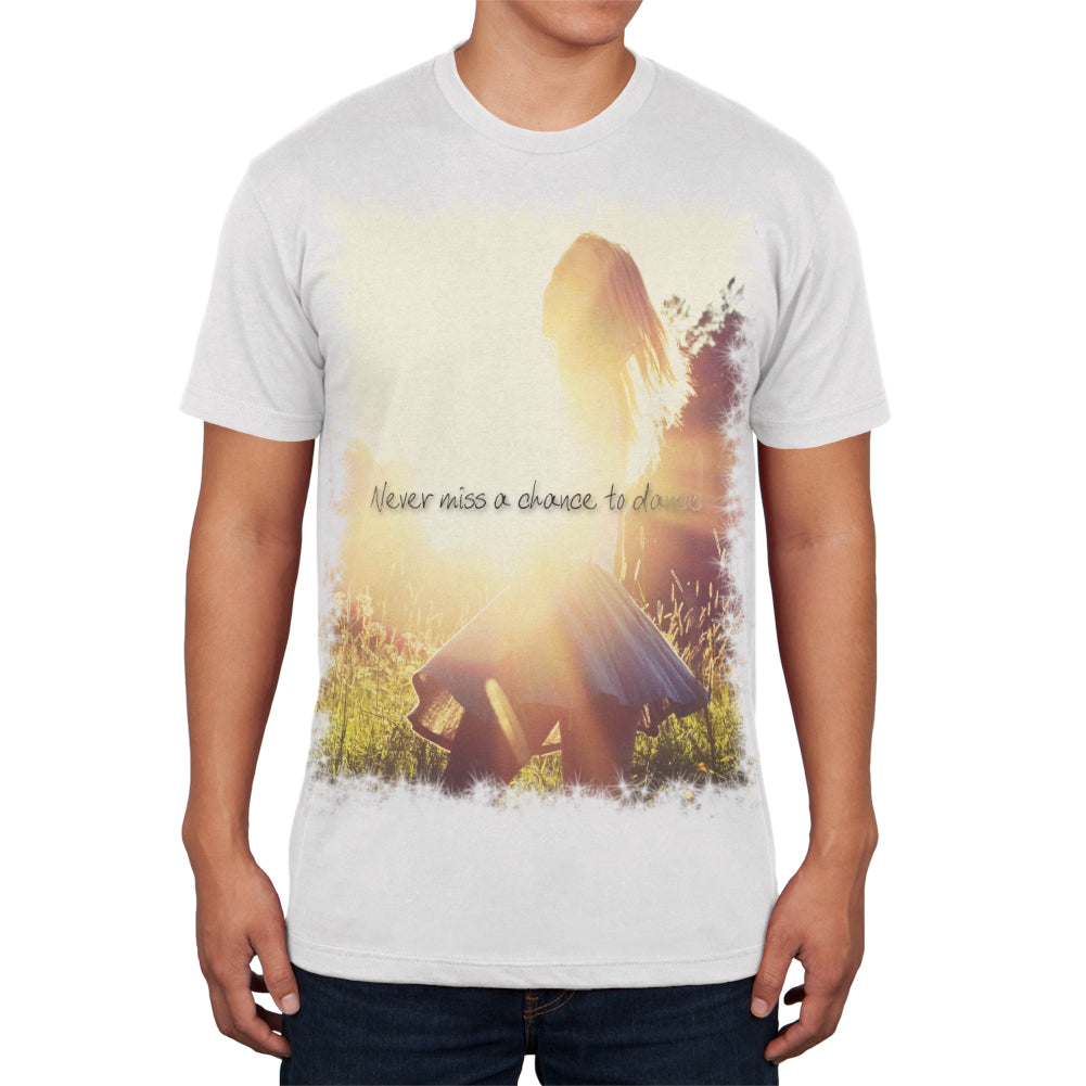 Never Miss a Chance to Dance White Adult Soft T-Shirt Men's T-Shirts Old Glory 2XL White 