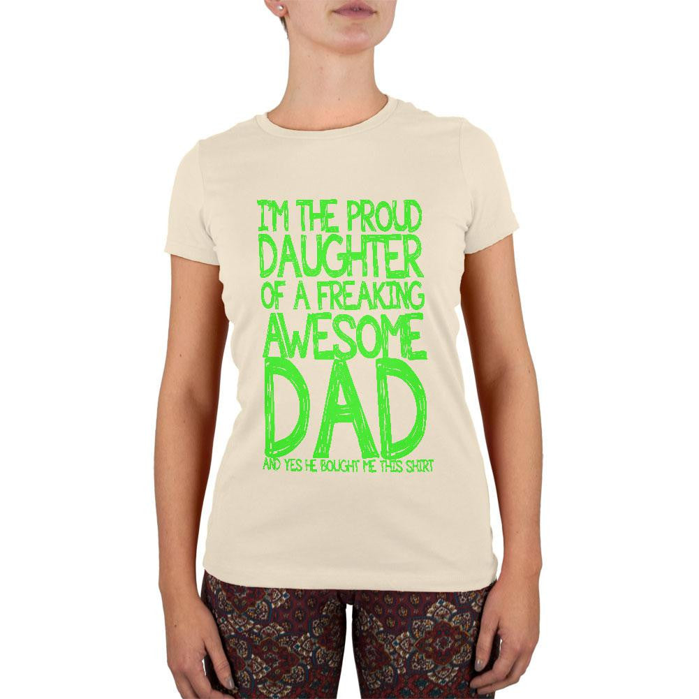 Daughter Awesome Dad Funny Soft Cream Juniors Soft T-Shirt Juniors T-Shirts Old Glory 2XL Off-White 