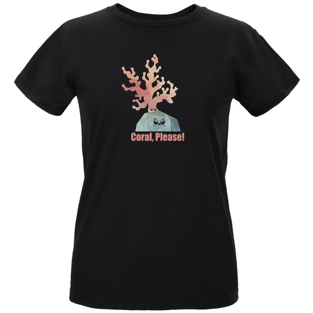 Coral Please Black Womens Organic T-Shirt Women's T-Shirts Old Glory LG Black 