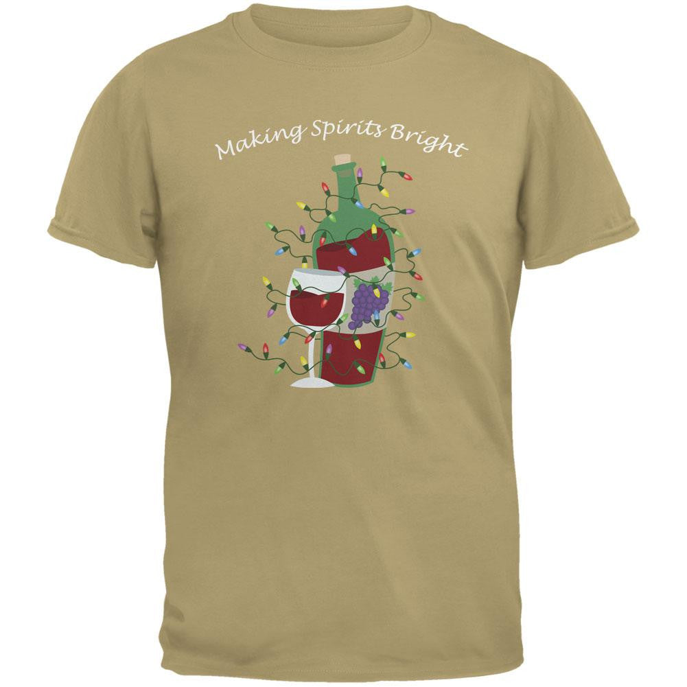 Christmas Making Spirits Bright Tan Adult T-Shirt Men's T-Shirts Old Glory 2XL Beige 