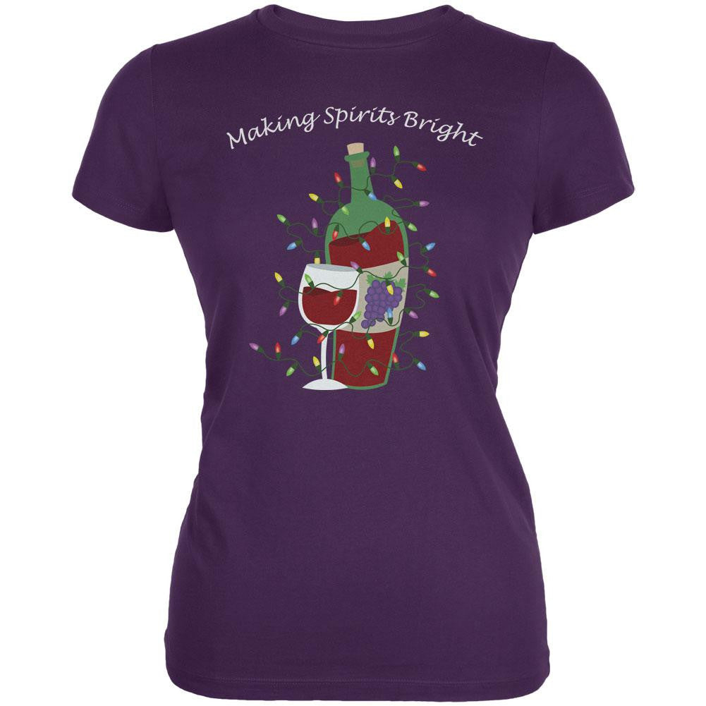 Christmas Making Spirits Bright Purple Juniors Soft T-Shirt Juniors T-Shirts Old Glory 2XL Purple 