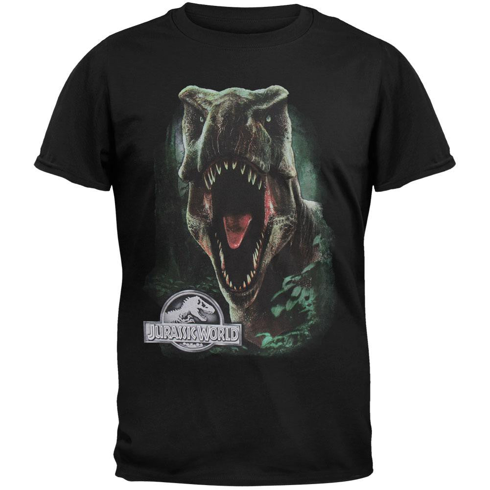 Jurassic World - T-Rex Roar Adult T-Shirt Men's T-Shirts Old Glory SM Black 