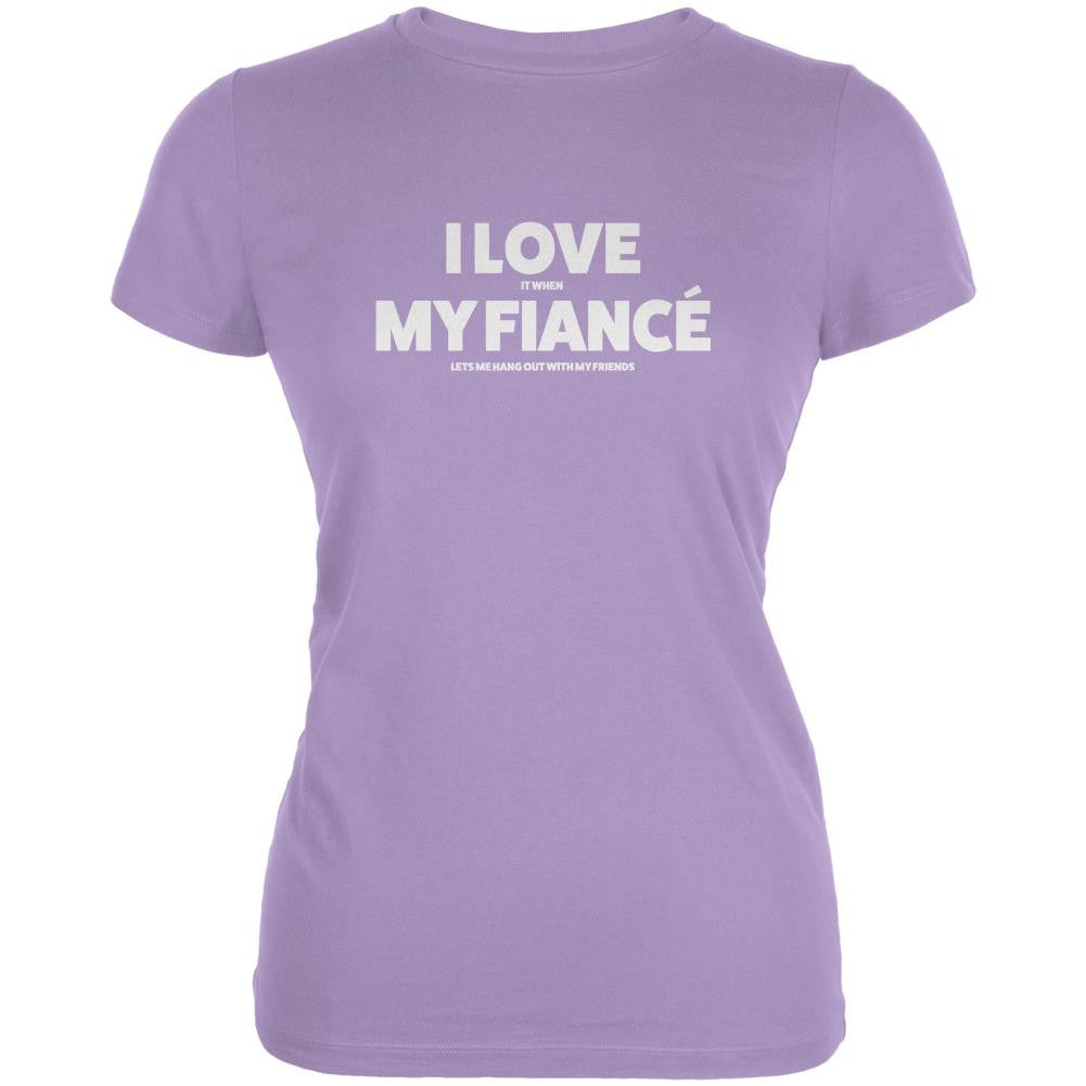 Valentine's I Love My Fiance Hangout Lavender Juniors Soft T-Shirt Juniors T-Shirts Old Glory LG Purple 