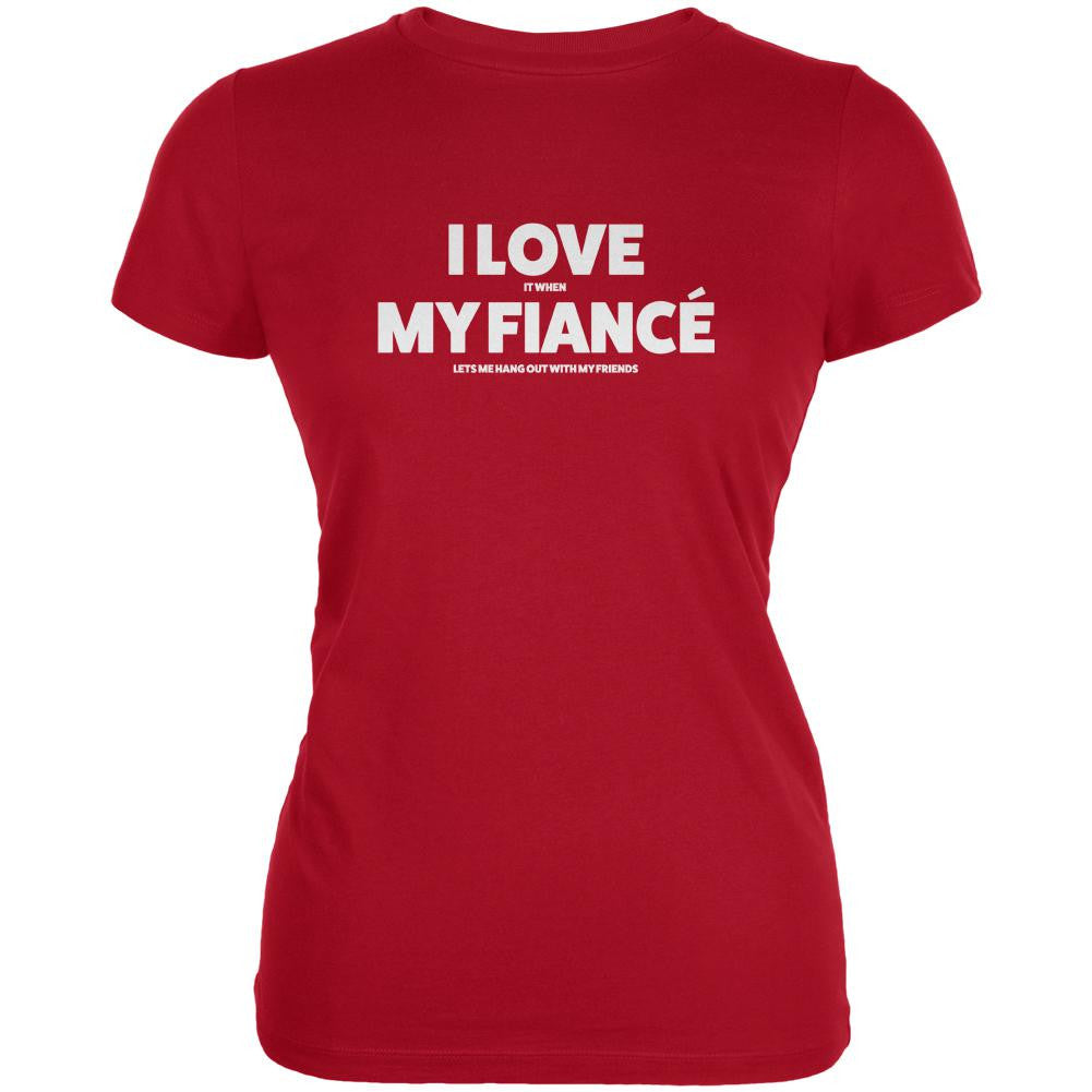 Valentine's I Love My Fiance Hangout Red Juniors Soft T-Shirt Juniors T-Shirts Old Glory 2XL Red 