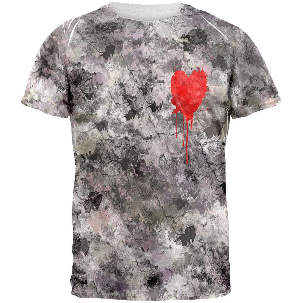 Valentines Single Painted Heart All Over Adult T-Shirt Men's T-Shirts Old Glory 2XL Multi 