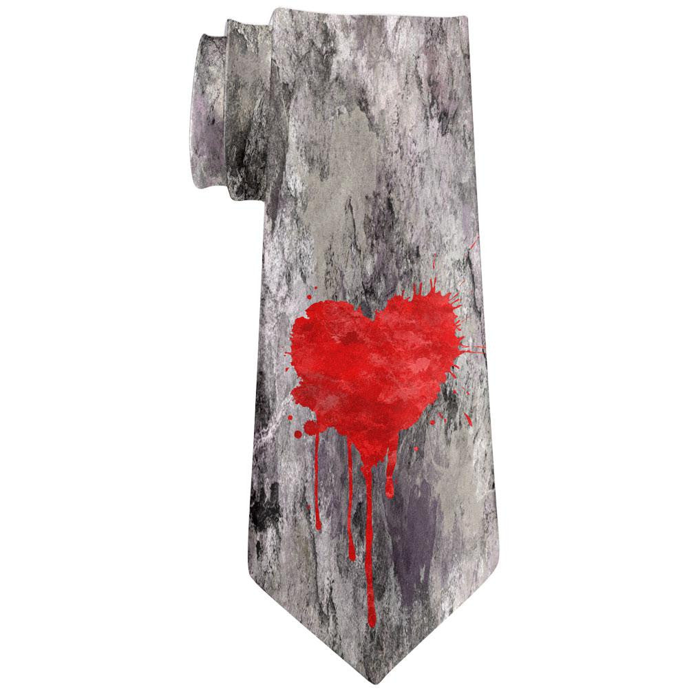 Valentines Single Painted Heart All Over Neck Tie Men's Neck Ties Old Glory   