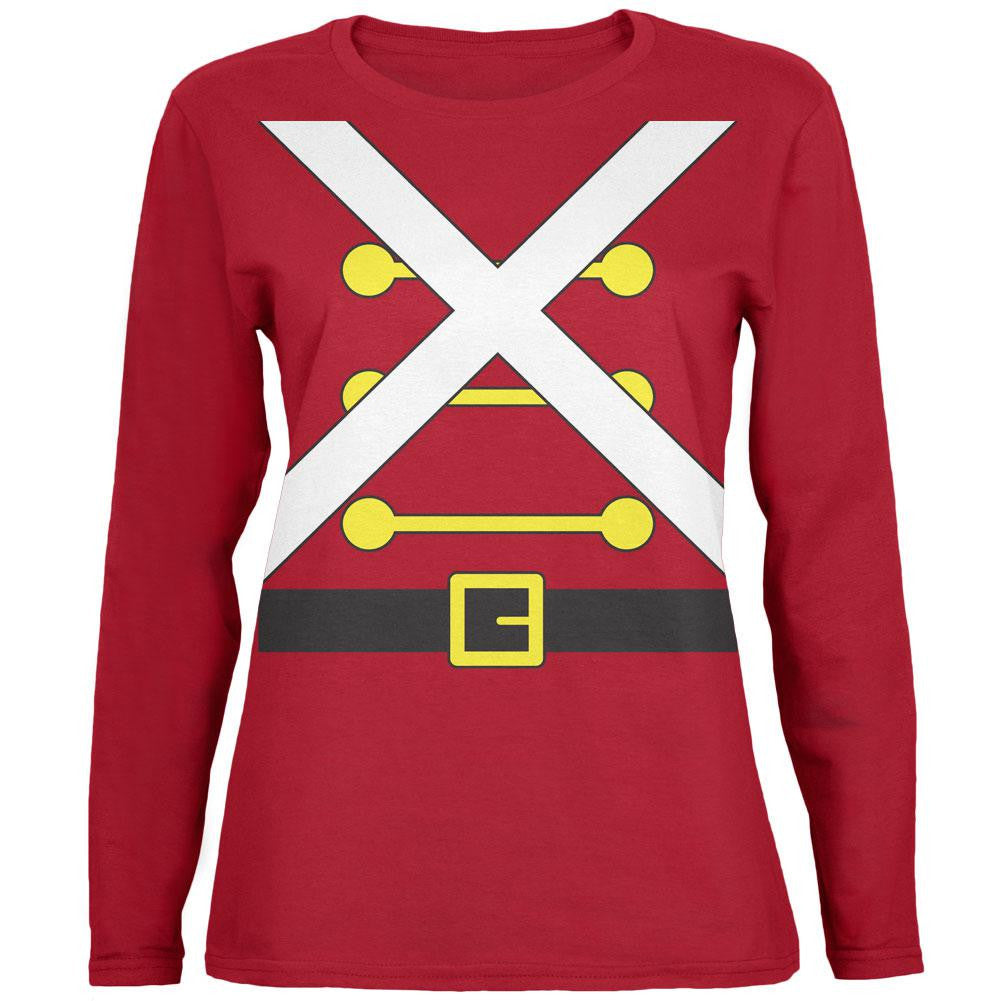 Christmas Toy Soldier Costume Red Womens Long Sleeve T-Shirt Women's Long Sleeves Old Glory SM Red 